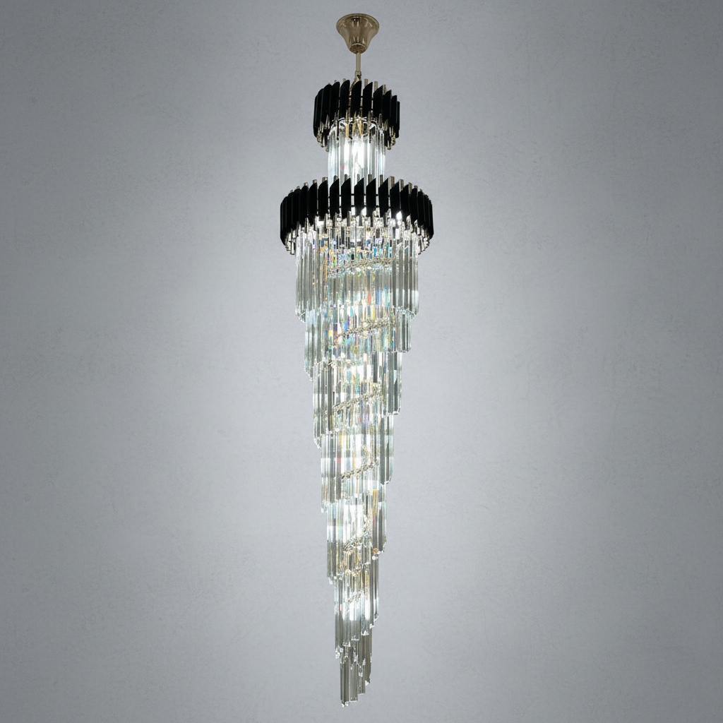 Riviko Grand Spiral Crystal Chandelier - Background Shot