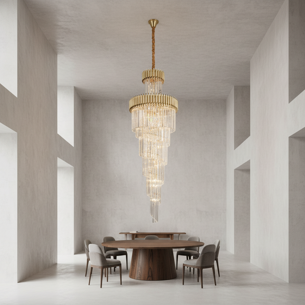 Riviko Grand Spiral Crystal Chandelier - Background Shot