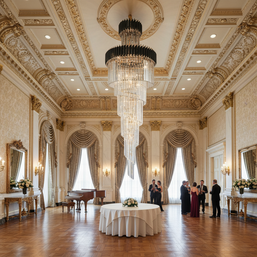 Riviko Grand Spiral Crystal Chandelier - American ballroom or formal entertaining space