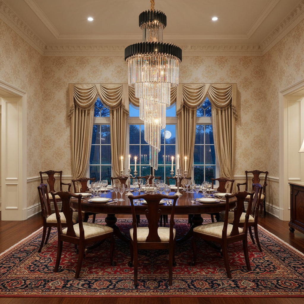 Riviko Grand Spiral Crystal Chandelier - formal American dining room