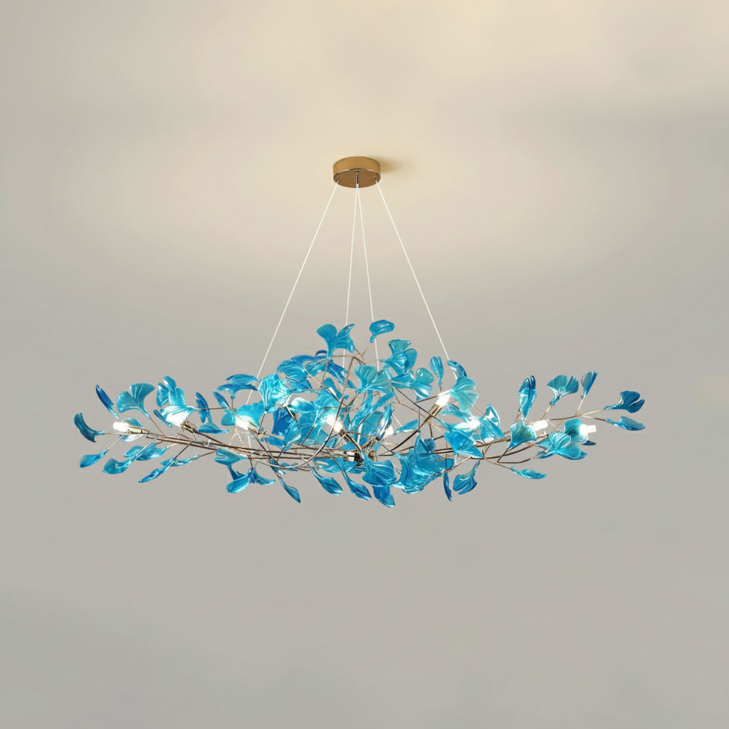 Riviko Veridian Bloom Linear Chandelier - Background Shot