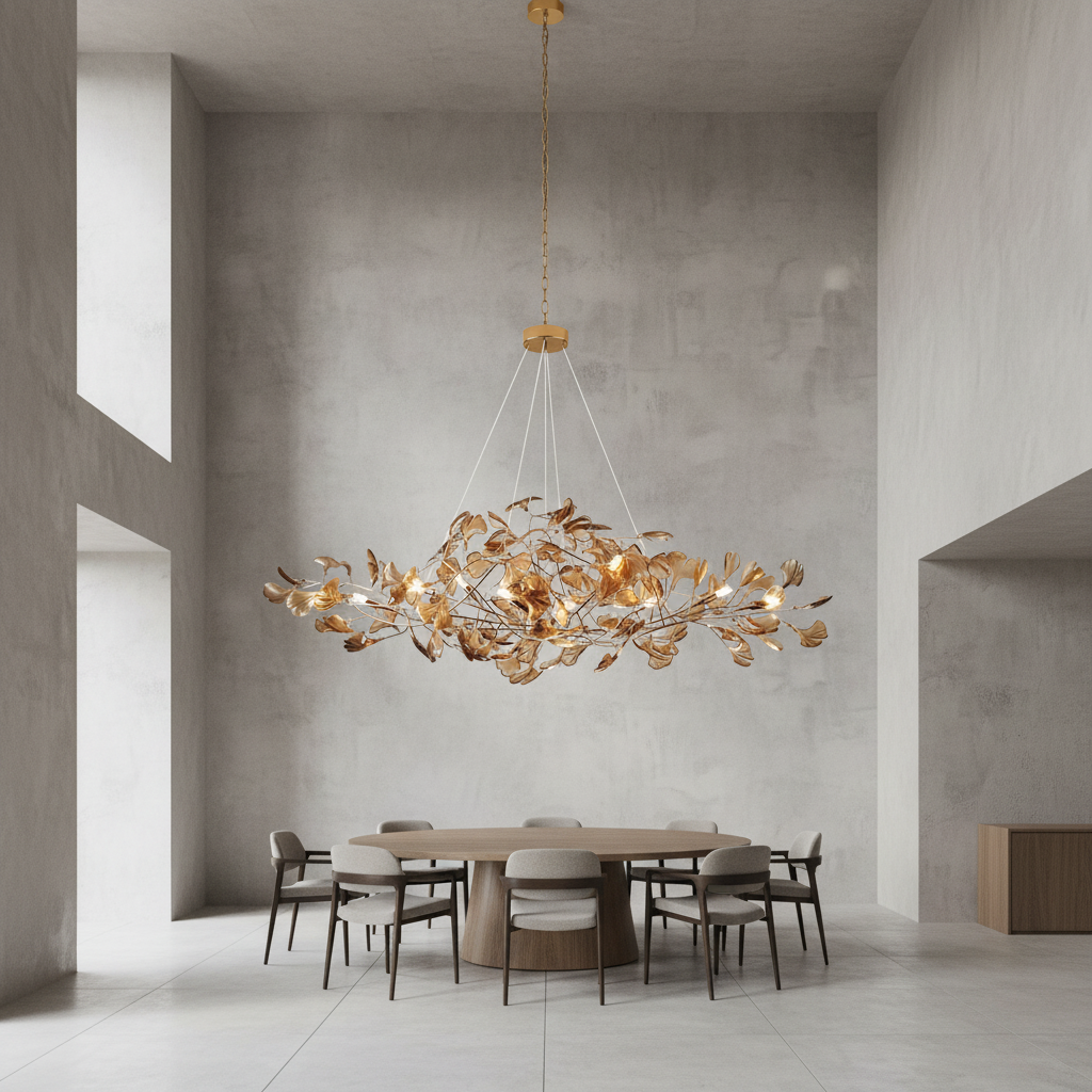 Riviko Veridian Bloom Linear Chandelier - Background Shot