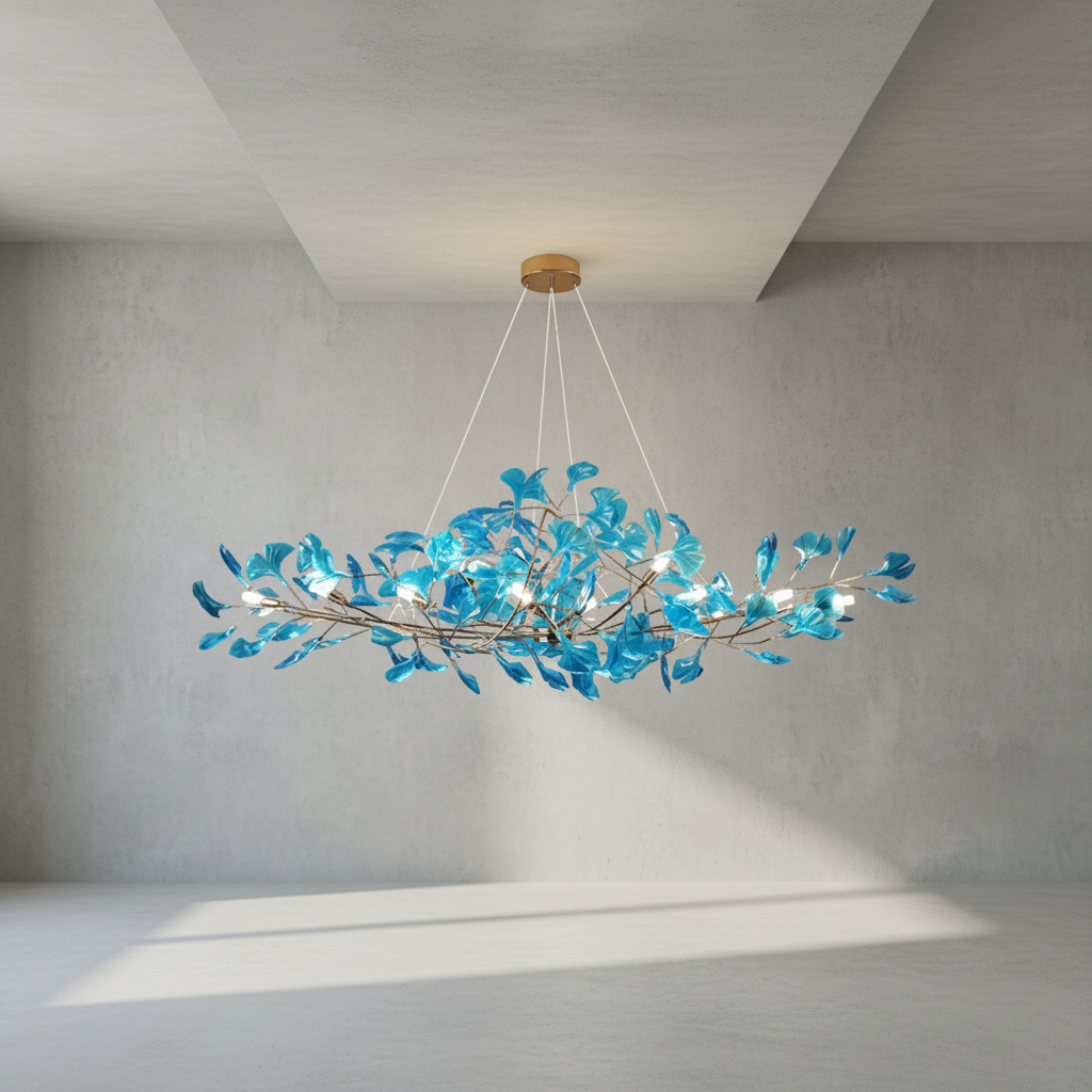 Riviko Veridian Bloom Linear Chandelier - Background Shot