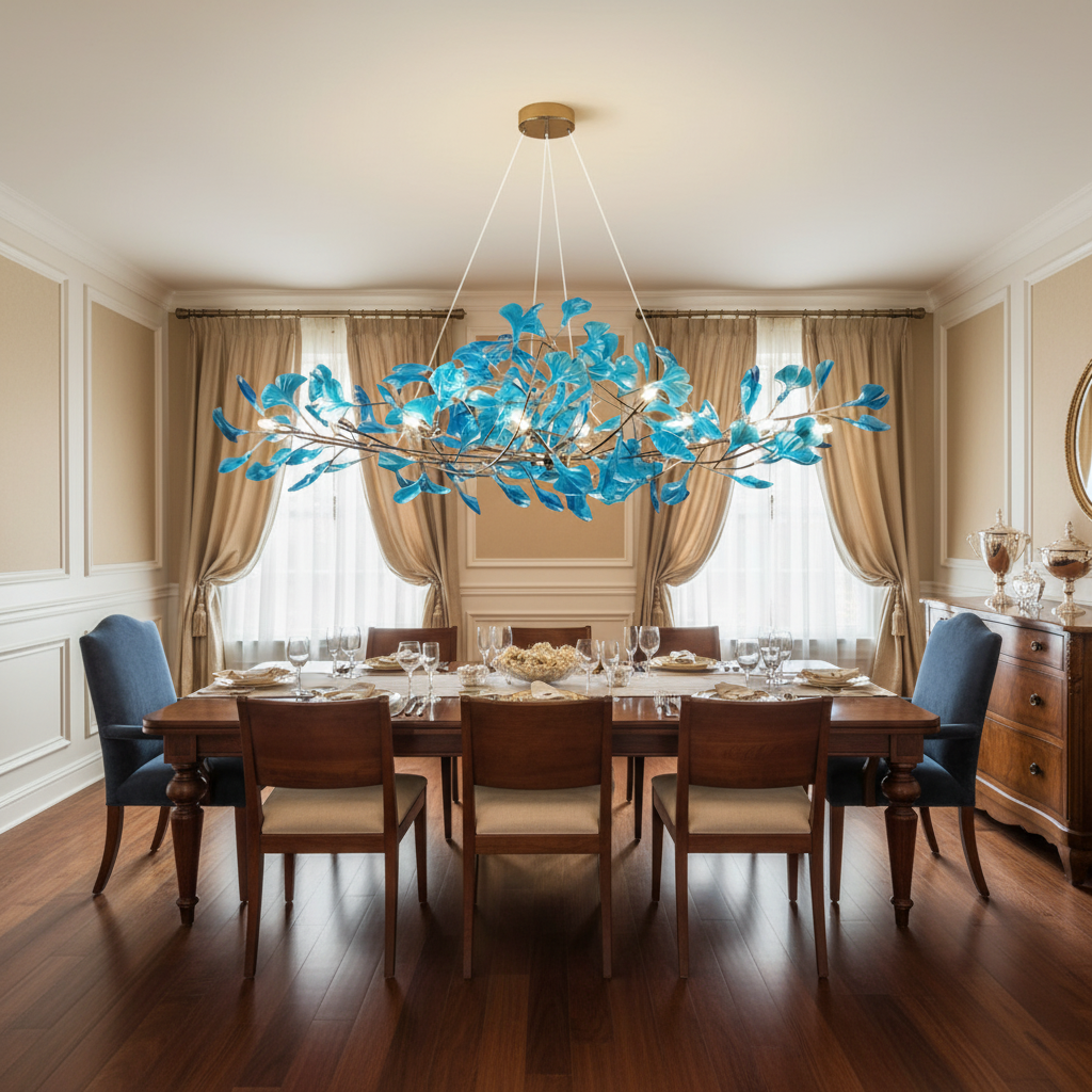 Riviko Veridian Bloom Linear Chandelier - American transitional dining room
