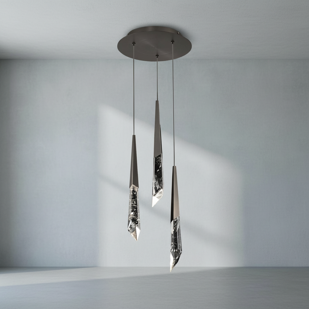 Riviko Radiant Shard Round LED Chandelier - Background Shot