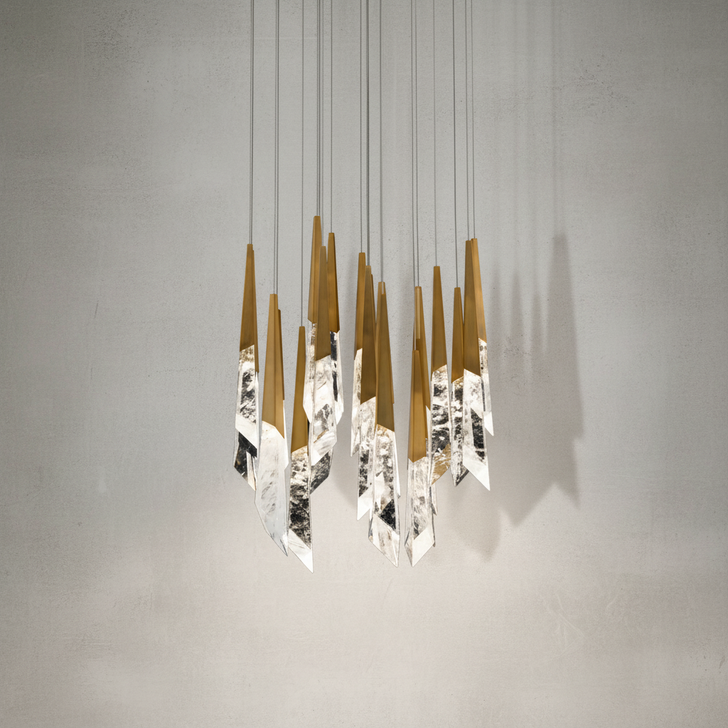 Riviko Radiant Shard Round LED Chandelier - Background Shot