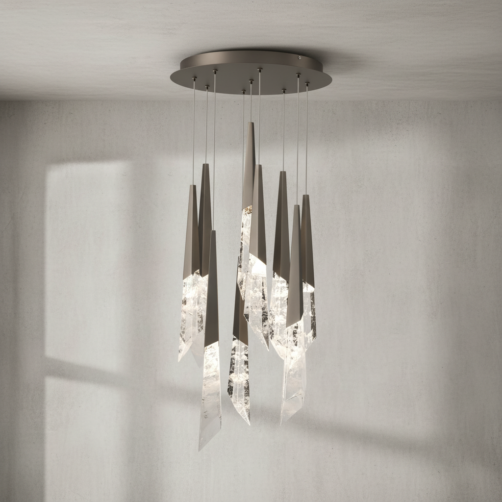 Riviko Radiant Shard Round LED Chandelier - Background Shot