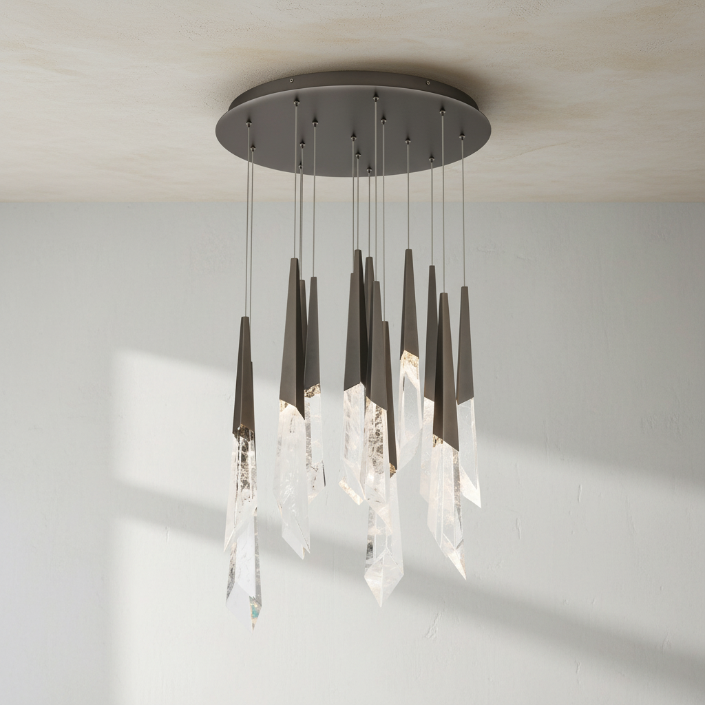 Riviko Radiant Shard Round LED Chandelier - Background Shot
