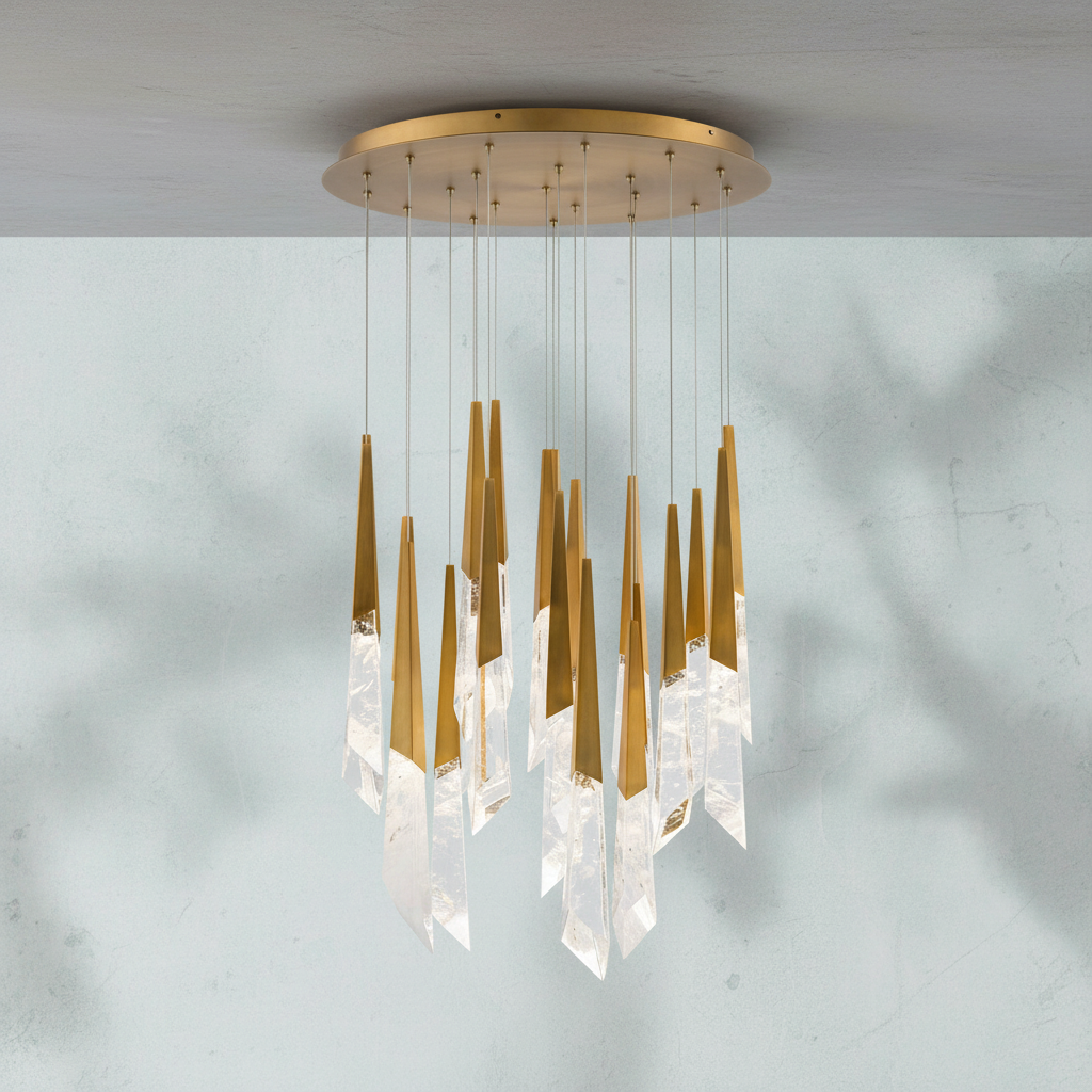 Riviko Radiant Shard Round LED Chandelier - Background Shot
