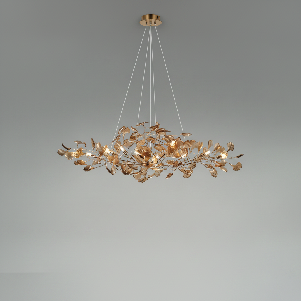 Riviko Colorful Glass Ginkgo Leaf Chandelier - Studio Shot