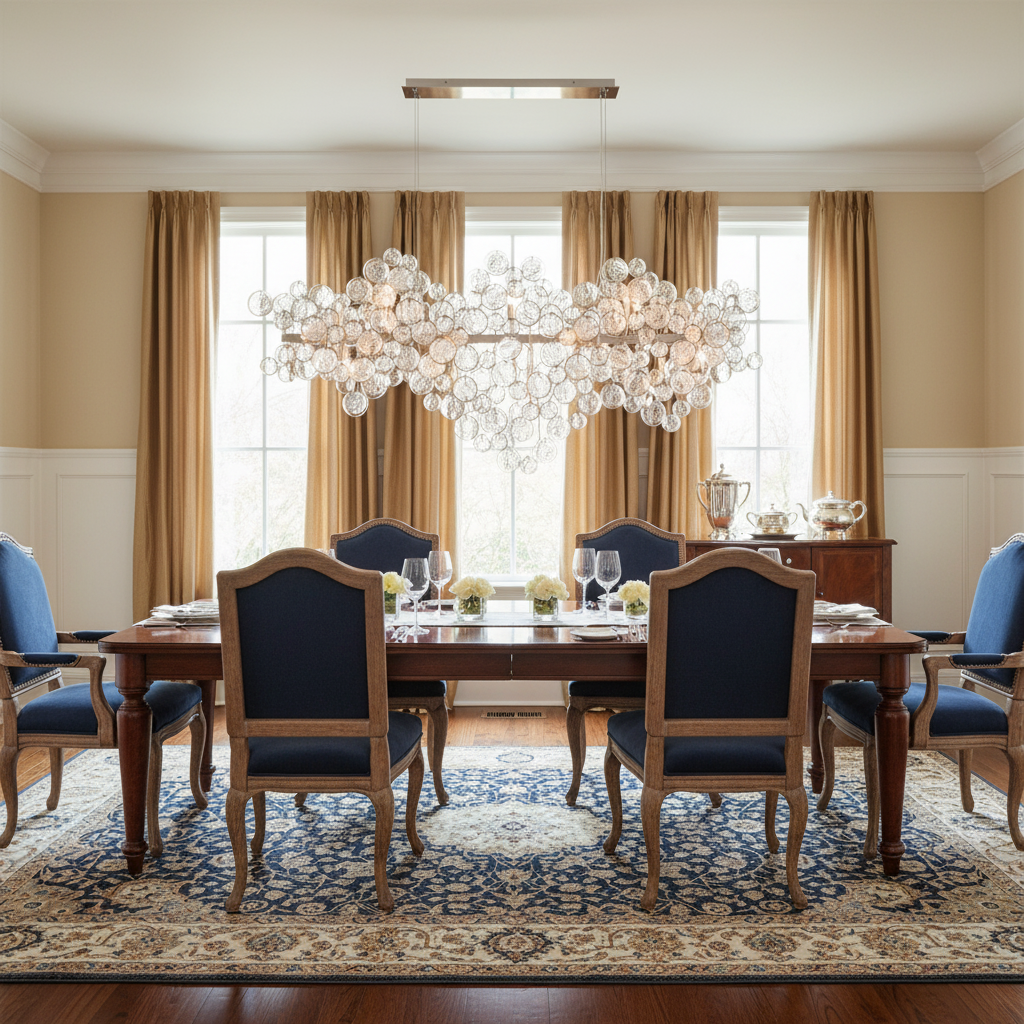 Riviko Radiant Bloom Linear Chandelier - American transitional dining room