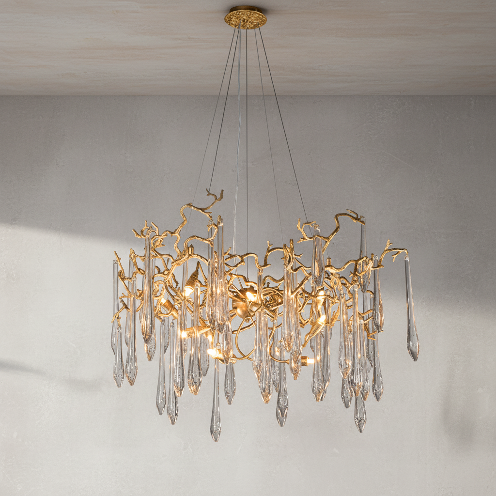 Riviko Radiant Bloom Crystal Branch Chandelier - Background Shot