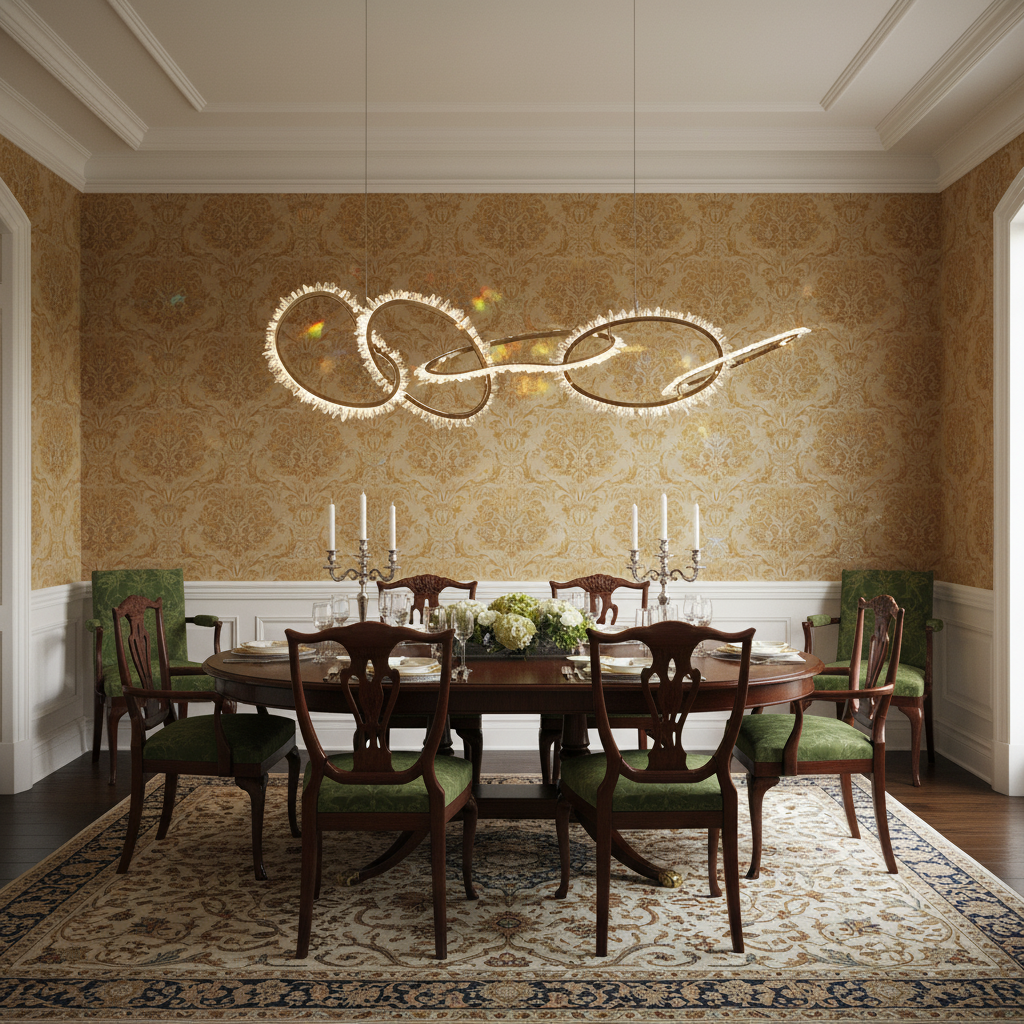 Riviko Kevyn Irregular Rock Crystal Linear Chandelier - formal American dining room