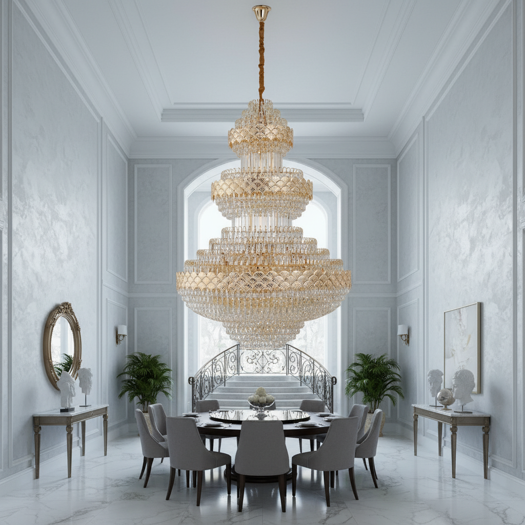 Riviko Majestic Empire Multi-Tier Crystal Chandelier - Background Shot