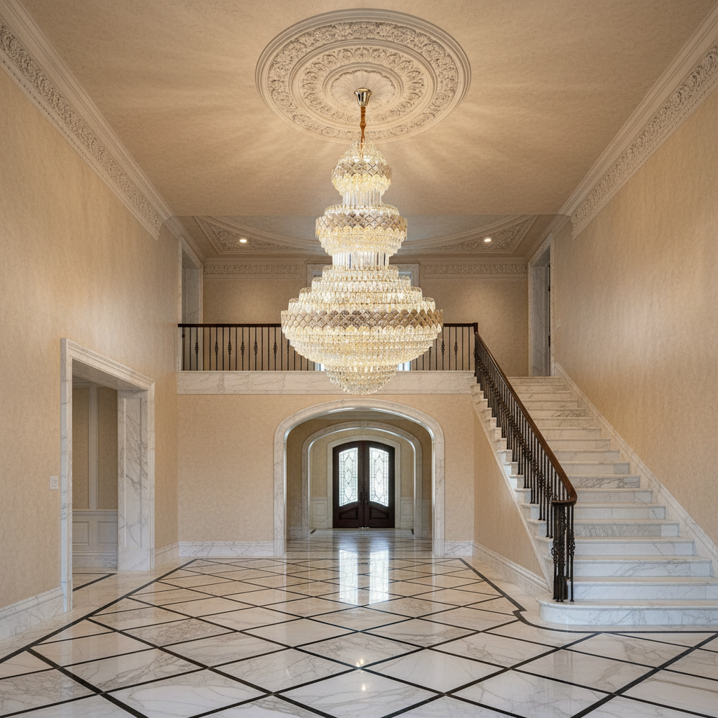 Riviko Extra Large Multi-layers Gold Luxury Crystal Chandelier Modern Empire Decrative Crystal Light For Living Room/Foyer/Staircase - Scene