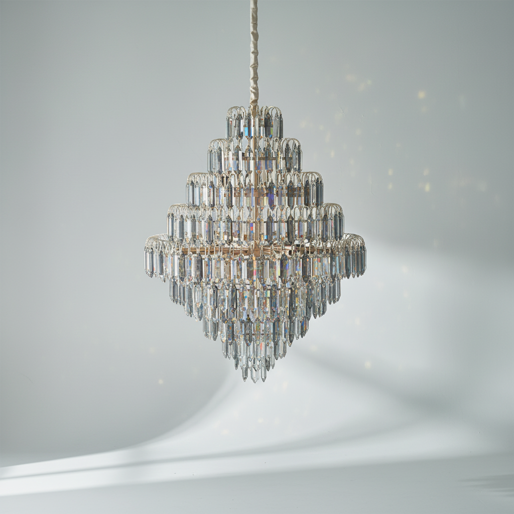 Riviko Extra Large Foyer Decorative Crystal Lighting Fixture Living Room Crystal Chandelier For Entryway Staircase - Studio Shot