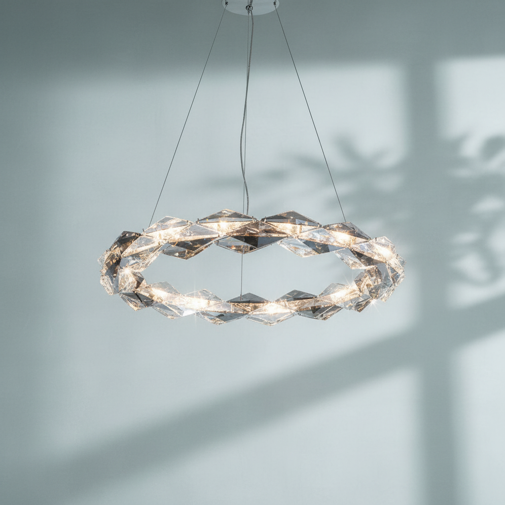 Riviko Grand Tiered Rings Crystal Chandelier - Background Shot