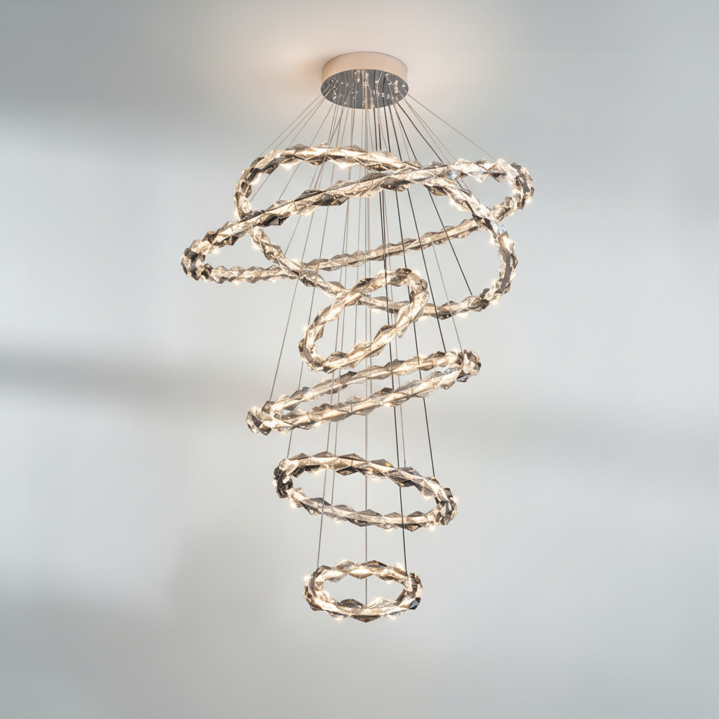 Riviko Grand Tiered Rings Crystal Chandelier - Background Shot