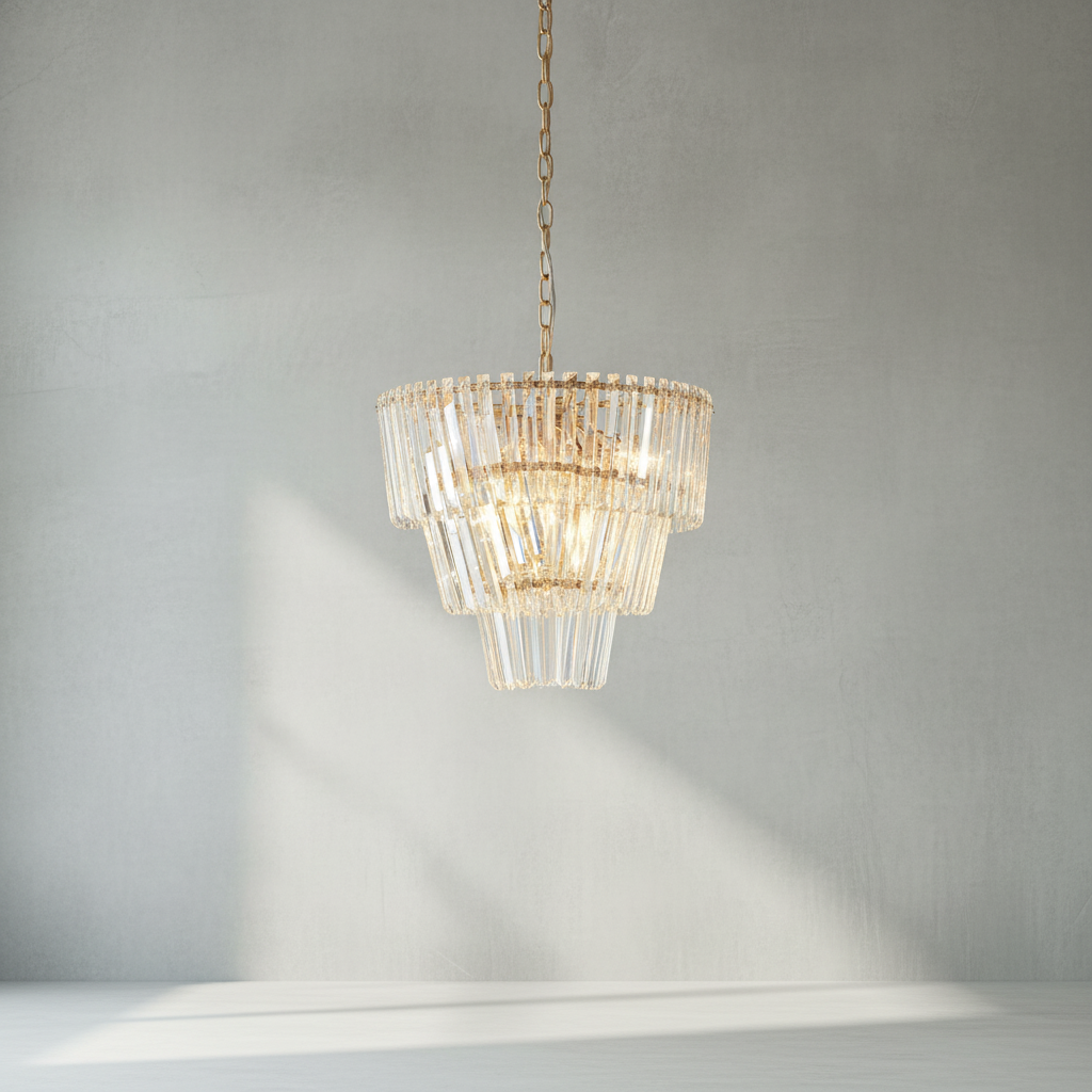 Riviko Grand Spiral Tiered Crystal Chandelier - Background Shot