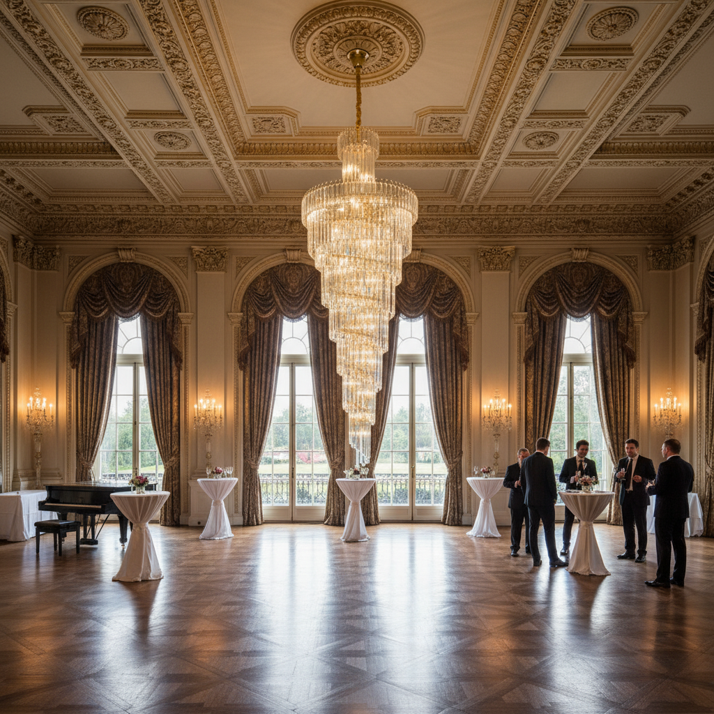 Riviko Grand Spiral Tiered Crystal Chandelier - American ballroom or formal entertaining space