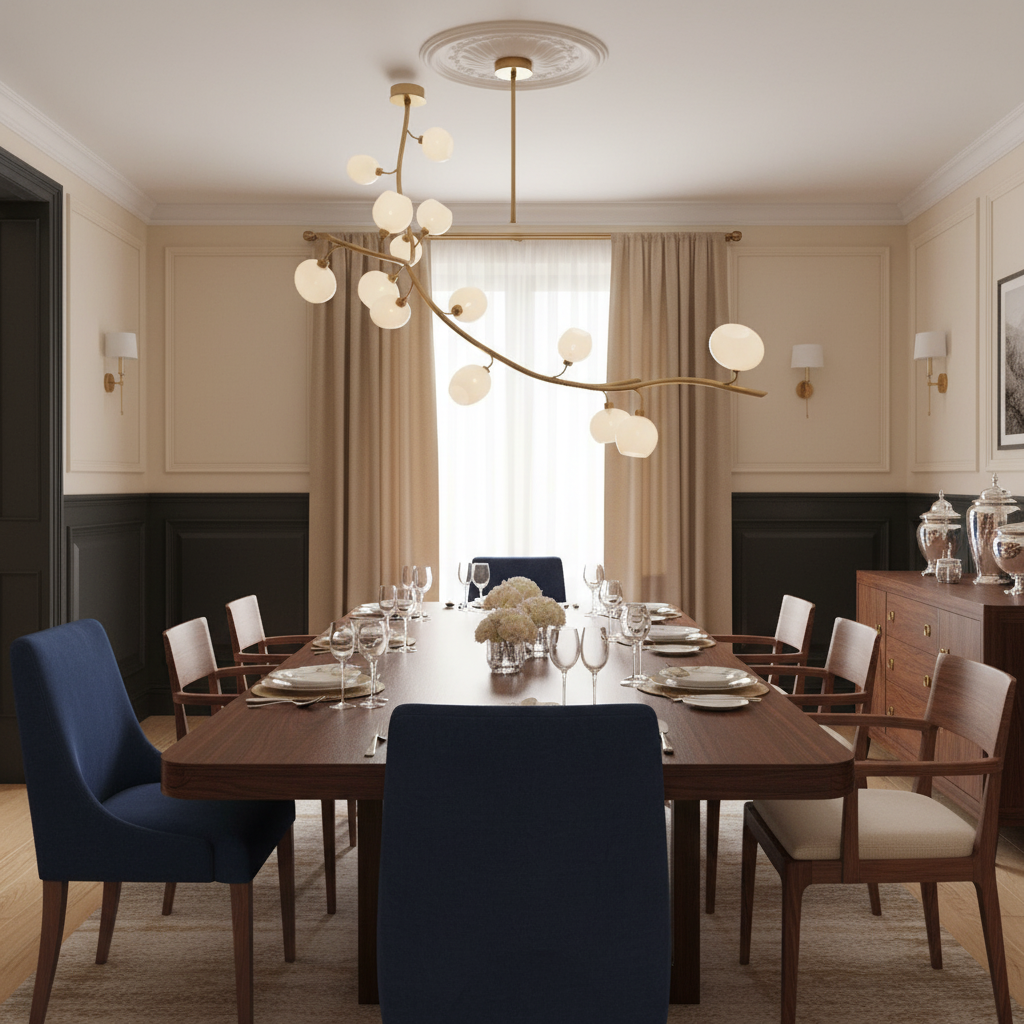Riviko Veridian Branch Linear Chandelier - American transitional dining room