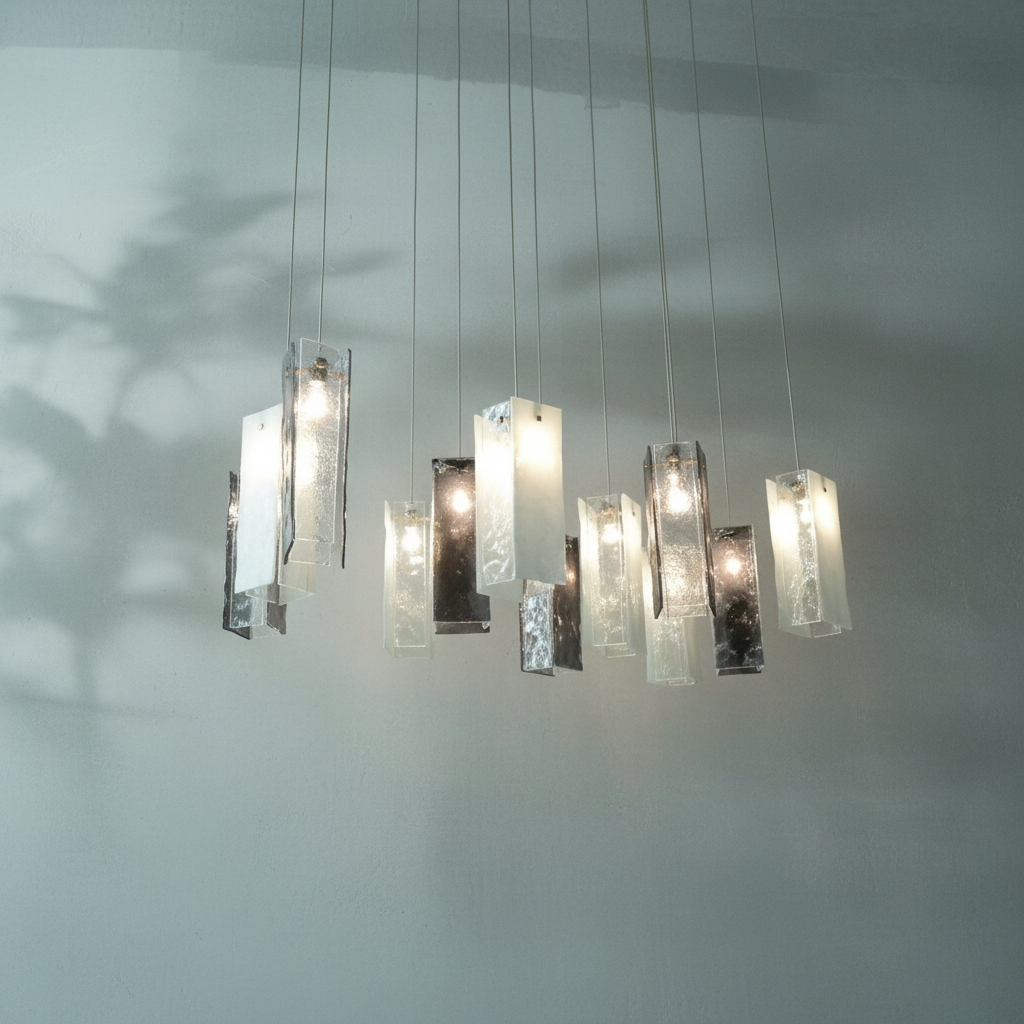Riviko Prismatic Bloom Rectangle Glass Tile Chandelier - Background Shot