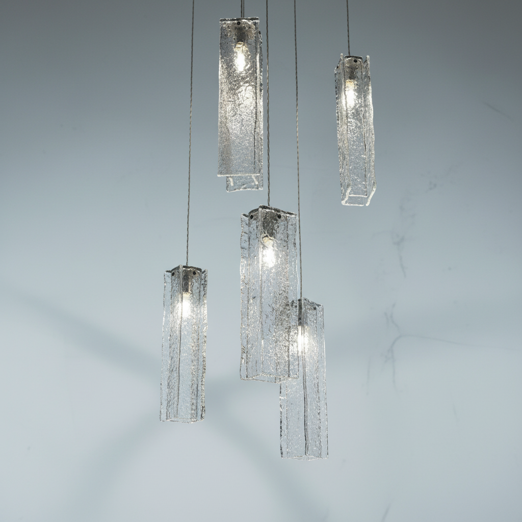 Riviko Prismatic Bloom Rectangle Glass Tile Chandelier - Background Shot