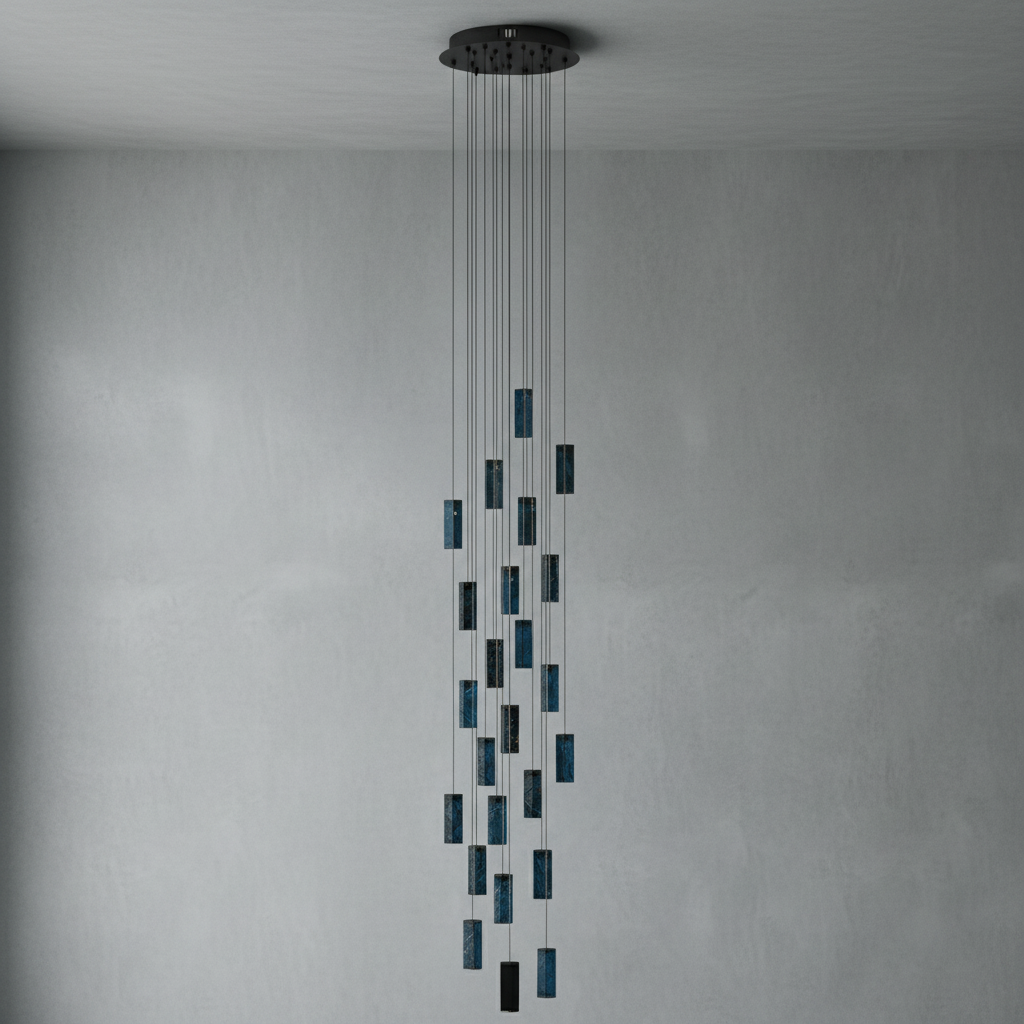 Riviko Prismatic Bloom Rectangle Glass Tile Chandelier - Background Shot