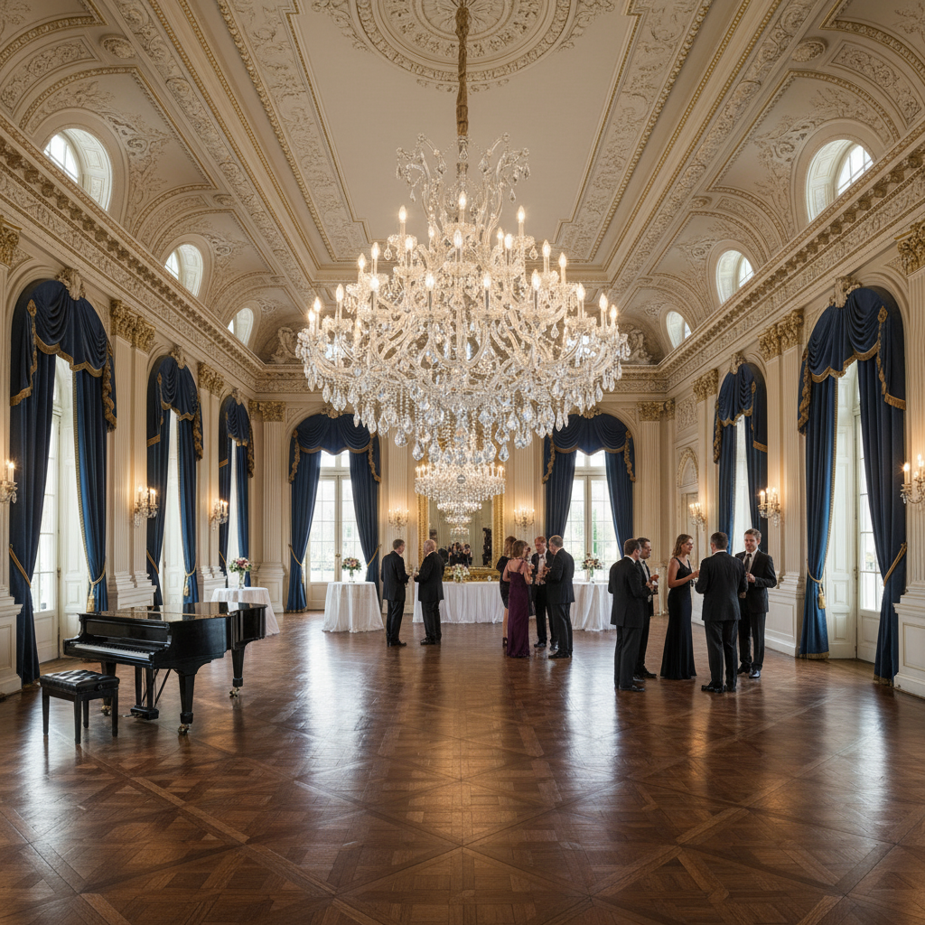 Riviko Grand Lumière Chrome Crystal Candle Chandelier - American ballroom or formal entertaining space