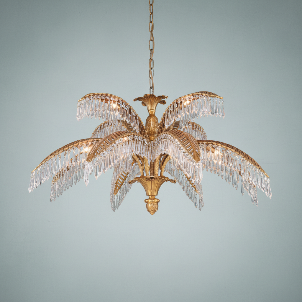 Riviko Veridian Palm Crystal Chandelier - Background Shot