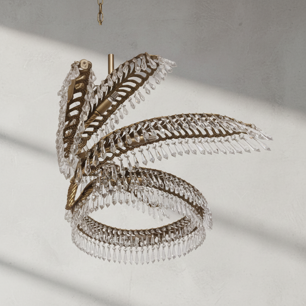 Riviko Veridian Palm Crystal Chandelier - Background Shot