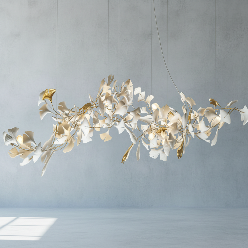 Riviko Ginkgo Bloom Linear Chandelier - Background Shot