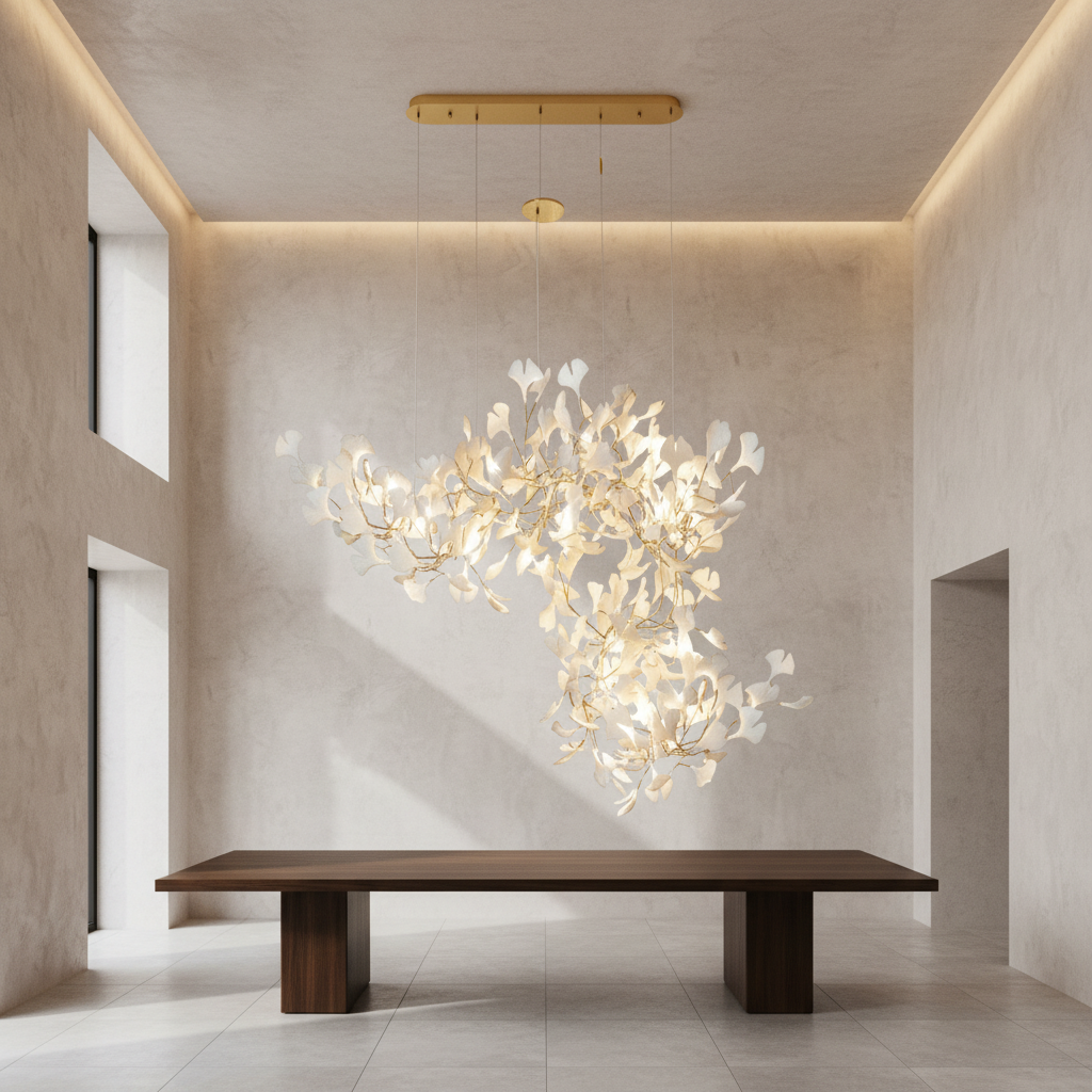 Riviko Ginkgo Bloom Linear Chandelier - Background Shot