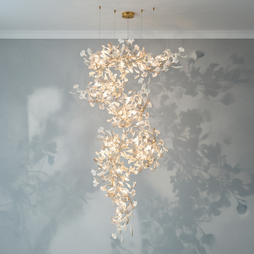 Riviko Ginkgo Bloom Linear Chandelier - Background Shot