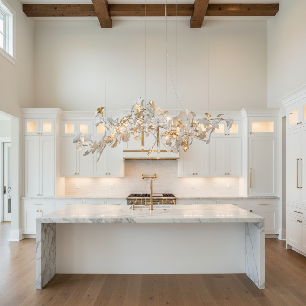 Riviko Ginkgo Bloom Linear Chandelier - upscale American kitchen