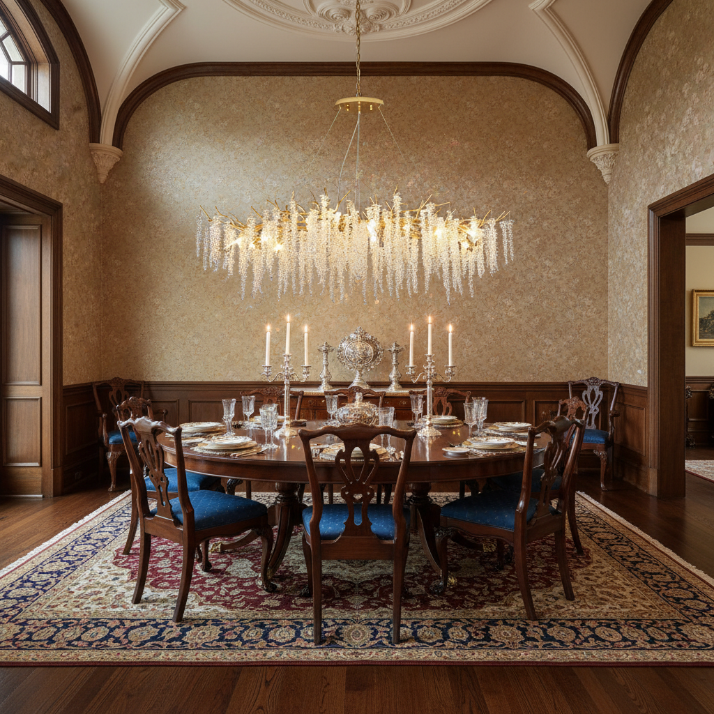 Riviko Branching Crystal Icicle Chandelier - formal American dining room