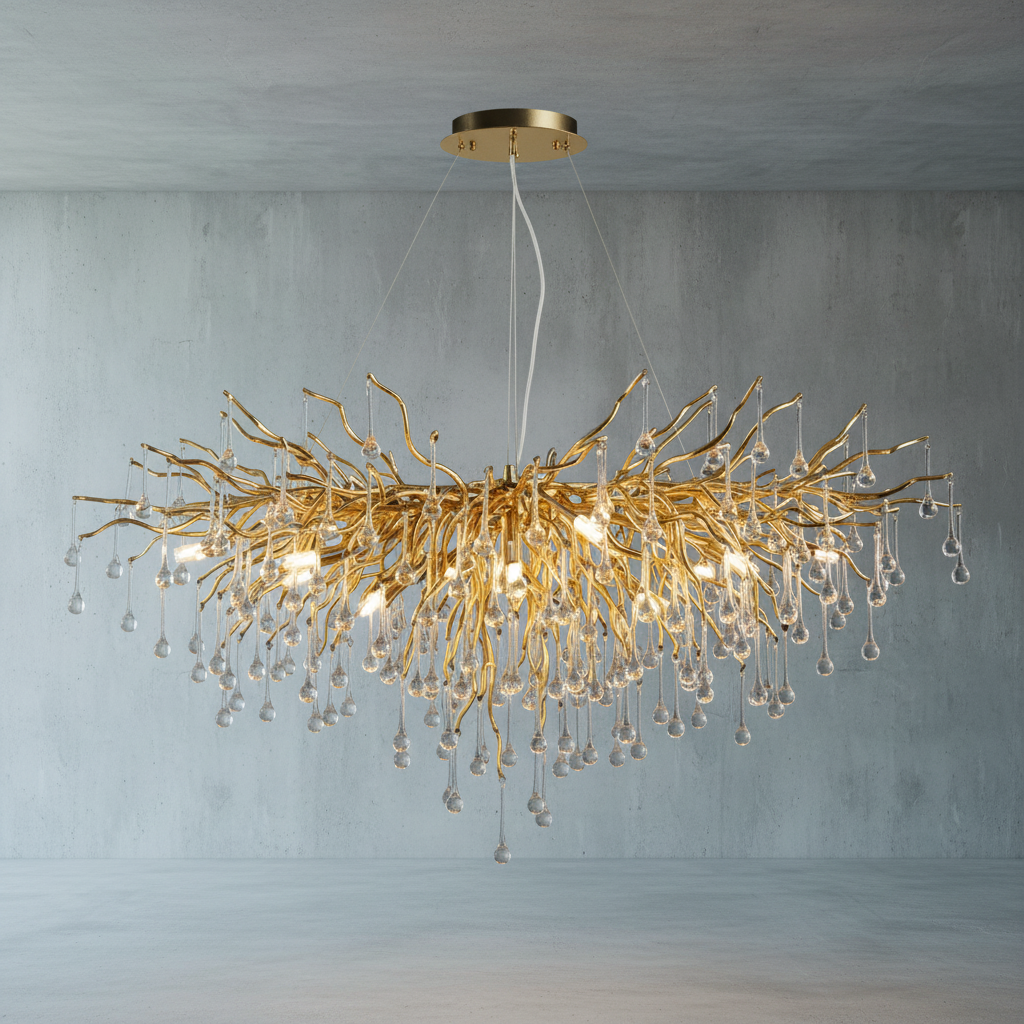 Riviko Verdant Canopy Crystal Chandelier - Background Shot