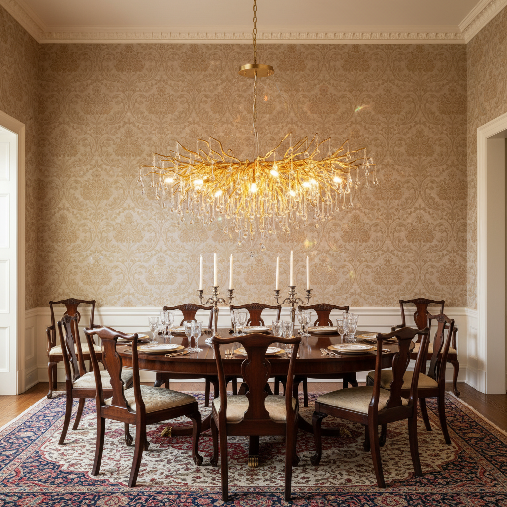 Riviko Verdant Canopy Crystal Chandelier - formal American dining room