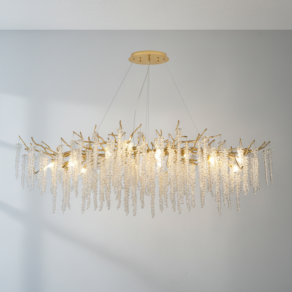 Riviko Elegant Crystal Icicle Chandelier in Branch Style for Dining Table Use - Studio Shot