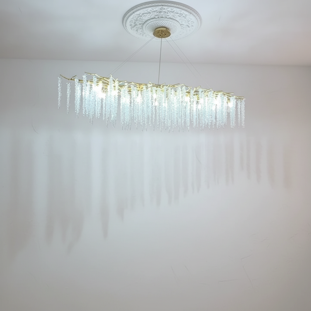 Riviko Elegant Crystal Icicle Chandelier in Branch Style for Dining Table Use - Studio Shot