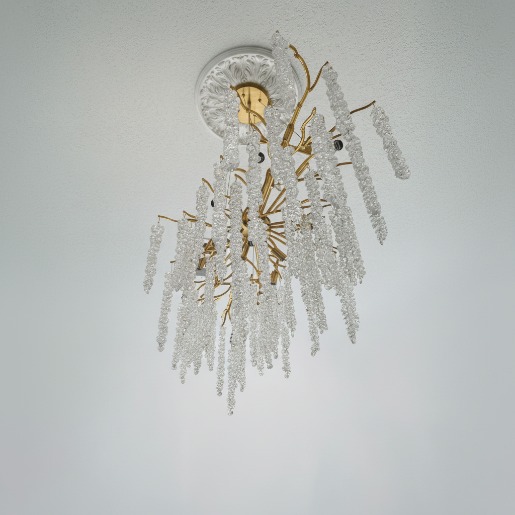Riviko Elegant Crystal Icicle Chandelier in Branch Style for Dining Table Use - Studio Shot