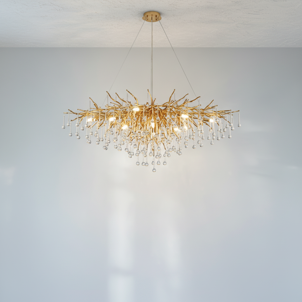 Riviko Stunning Tree Branch Crystal Chandelier with Clear Teardrop-shaped for Living/Dining Room - Studio Shot