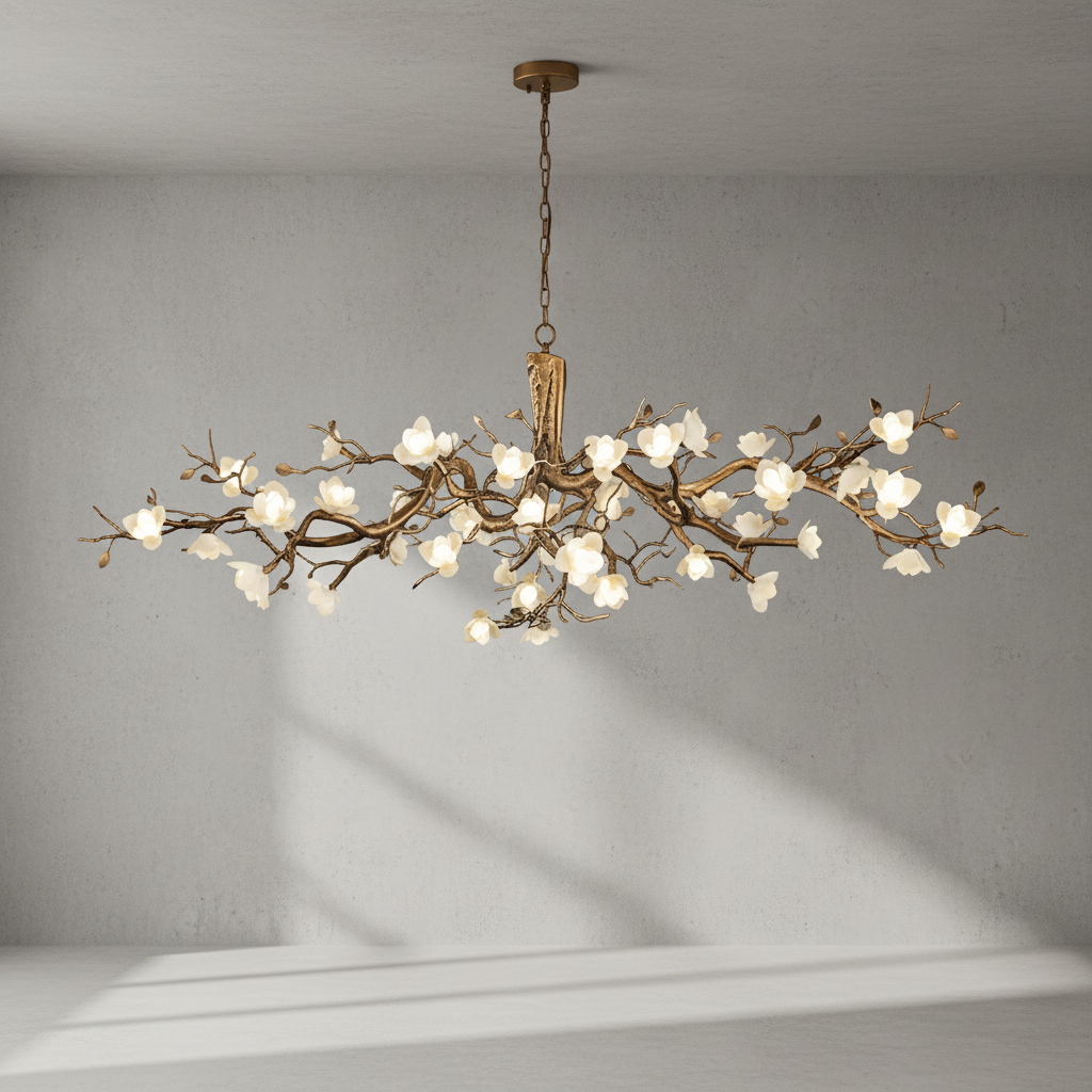 Riviko Botanical Bloom Brass Chandelier - Background Shot