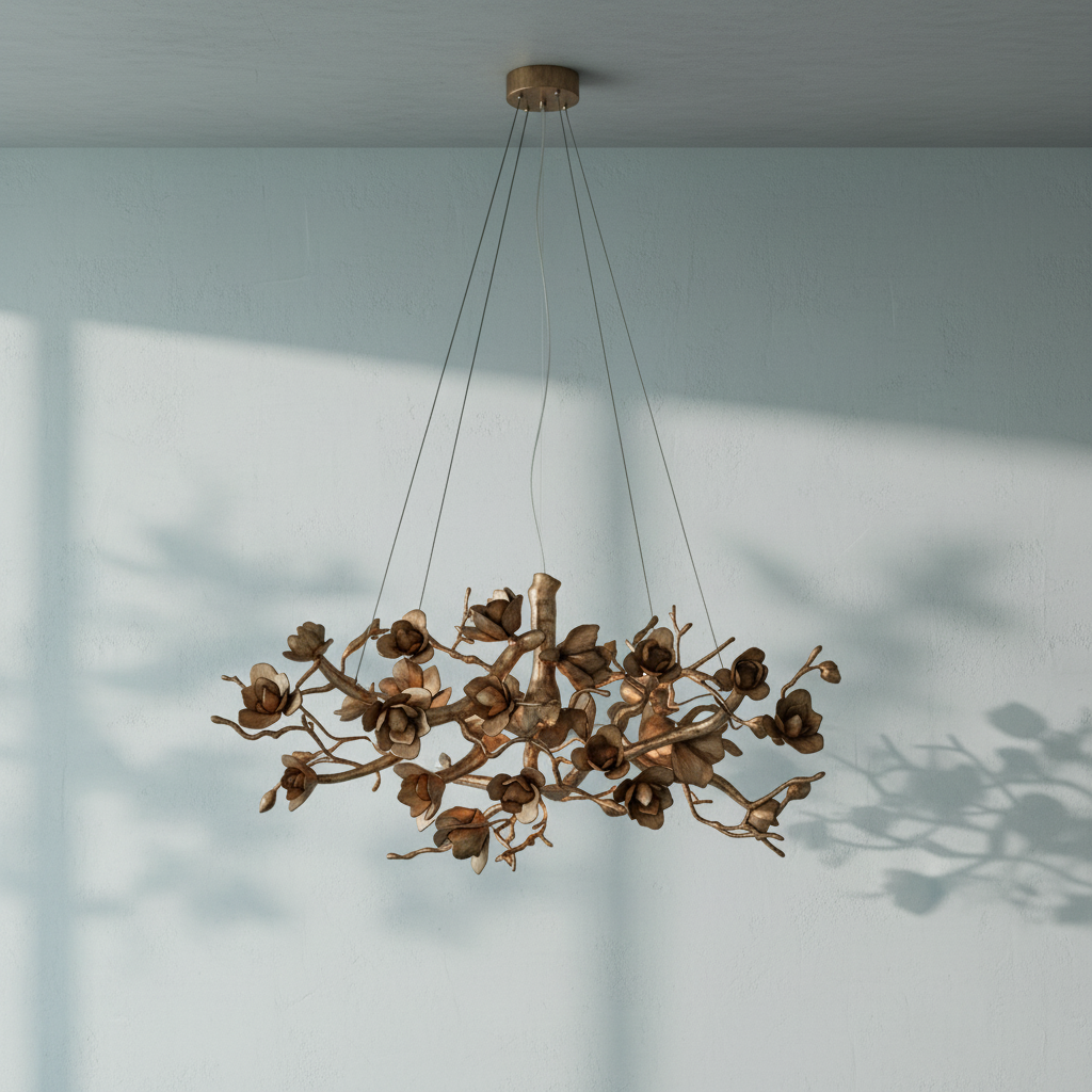 Riviko Botanical Bloom Brass Chandelier - Background Shot