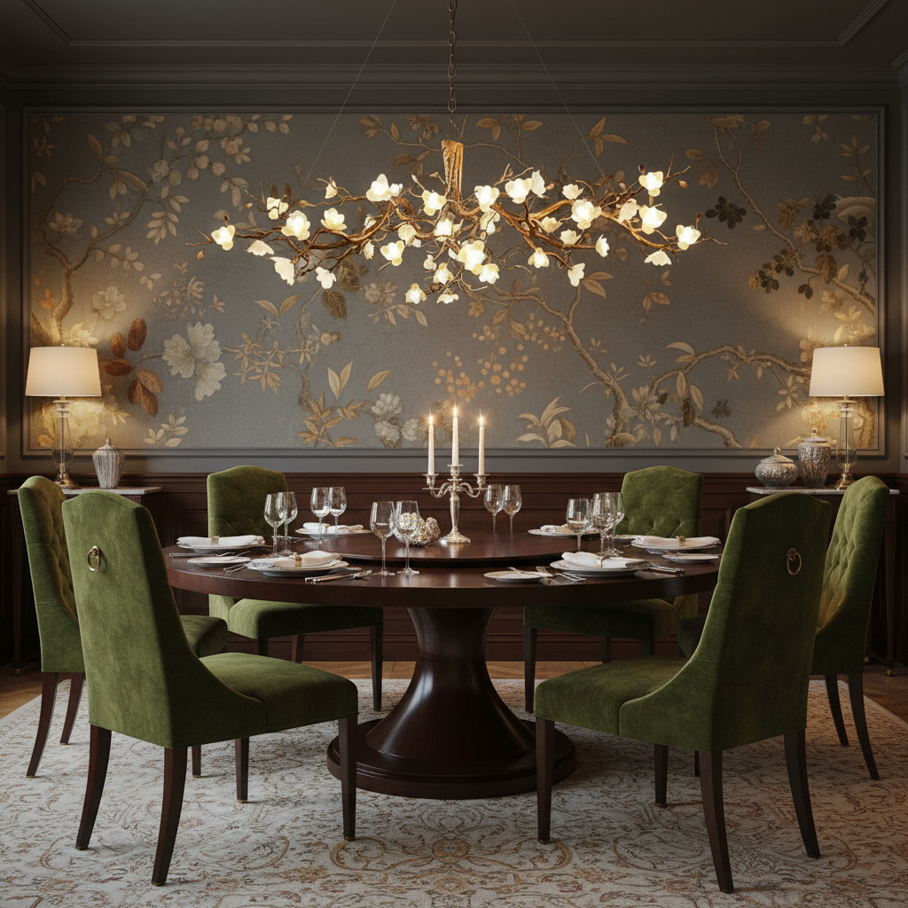 Riviko Flower Bloom Branch Brass Chandelier - Scene