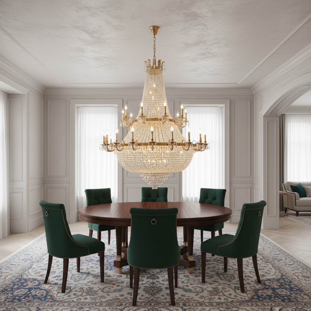 Riviko Grand Parisian Double-Layer Crystal Chandelier - Background Shot