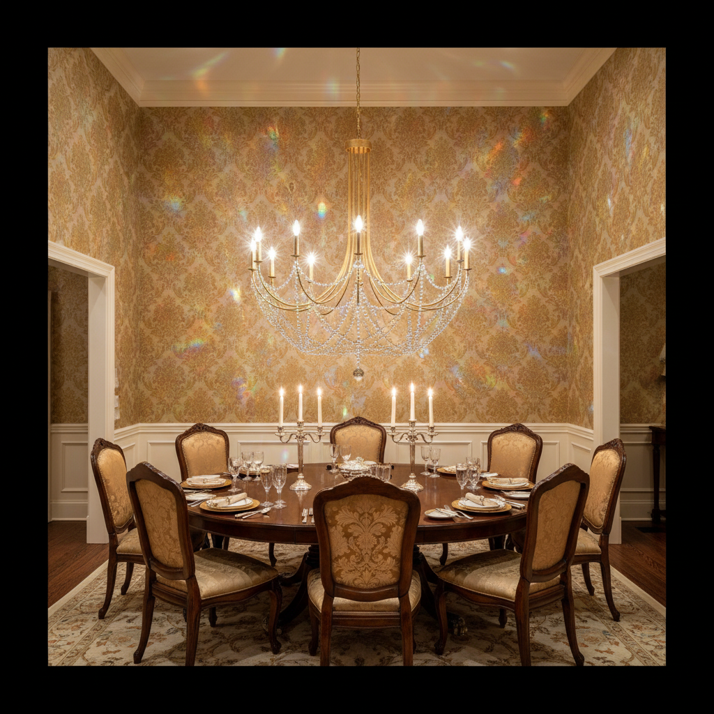 Riviko Gilded Radiance Chandelier - formal American dining room