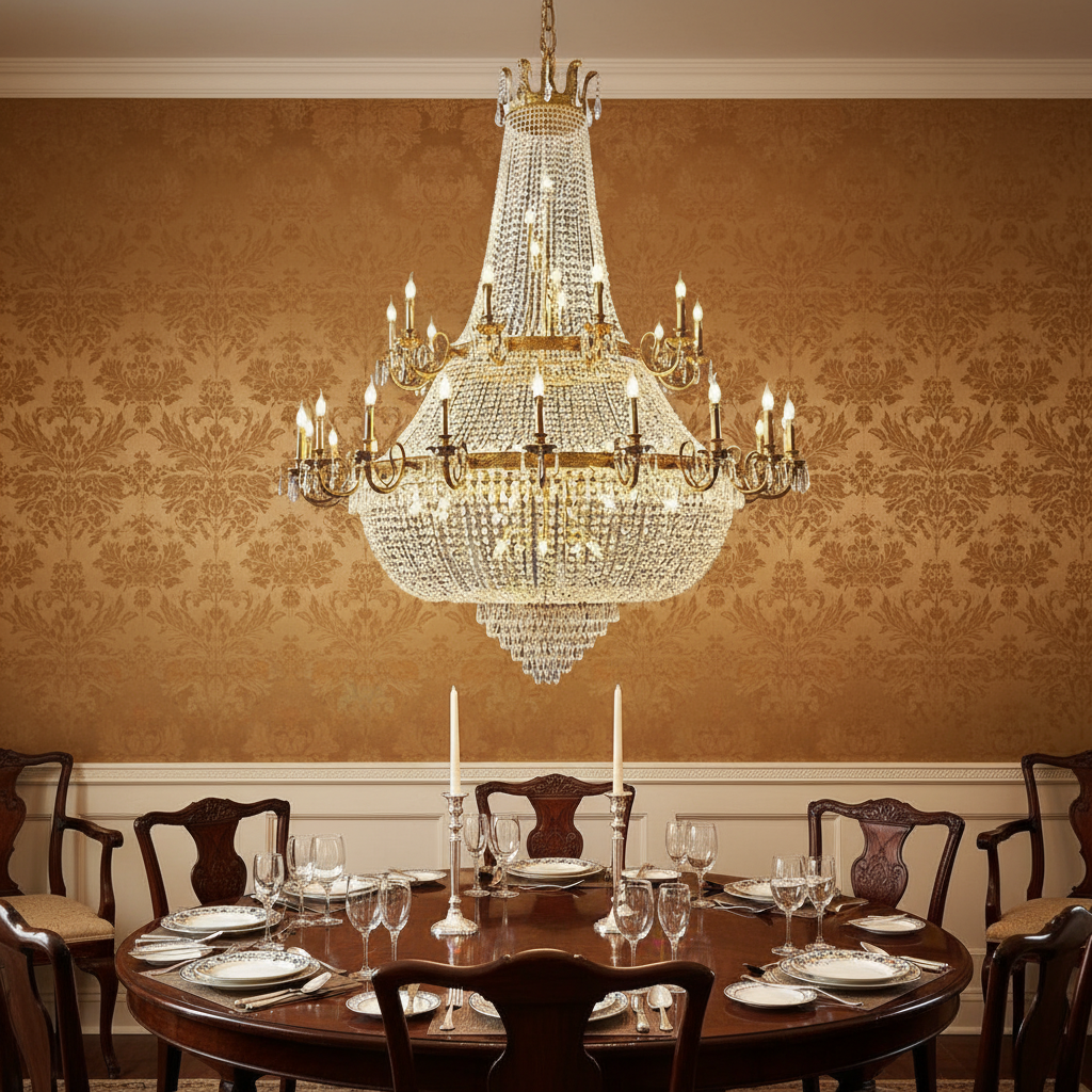 Riviko Oversized Luxury Double-layers Golden French Style Crystal Chandelier for Living/Dinning Room/Foyer/Hallway/Staircase - Scene