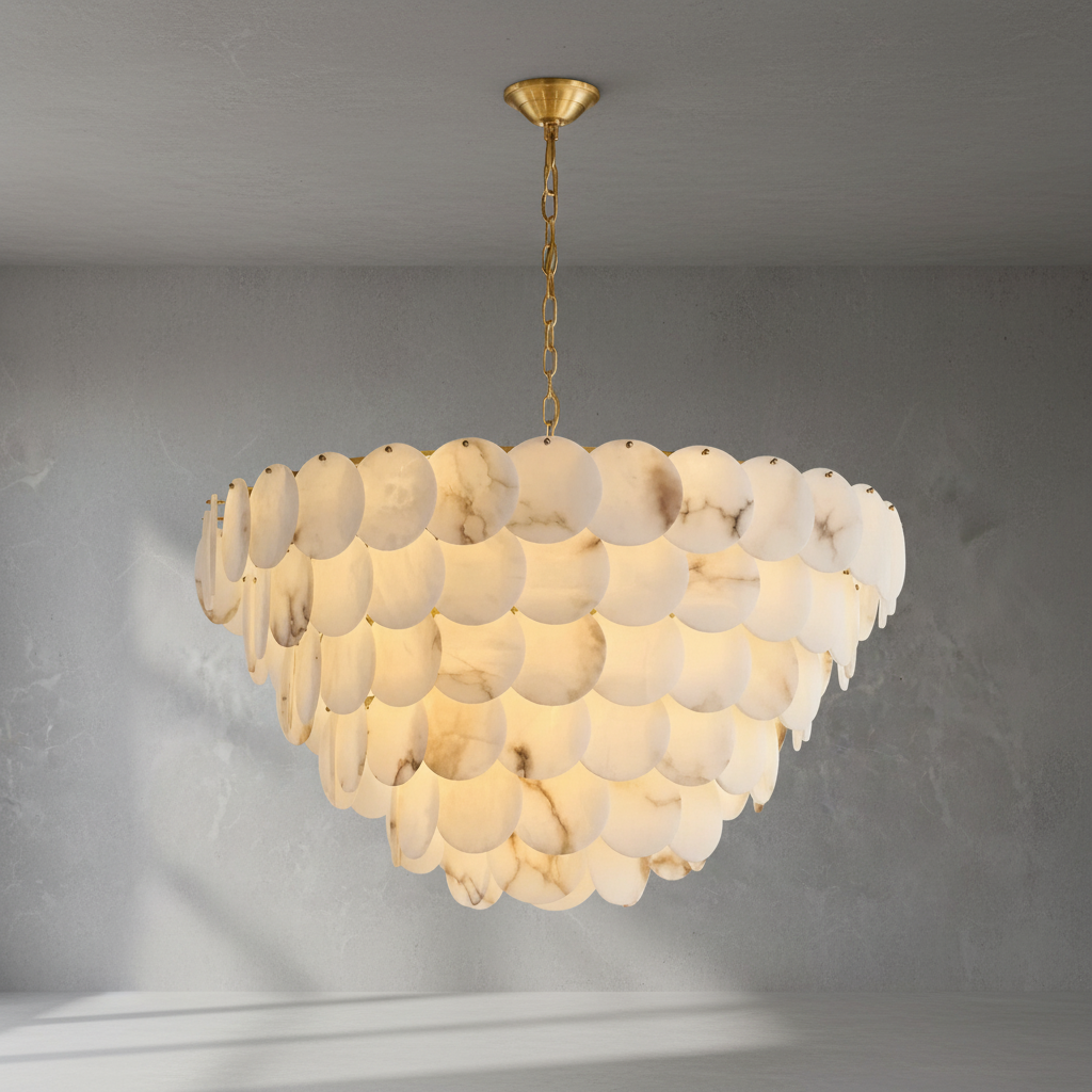 Riviko Alabaster Radiance Round Chandelier - Background Shot
