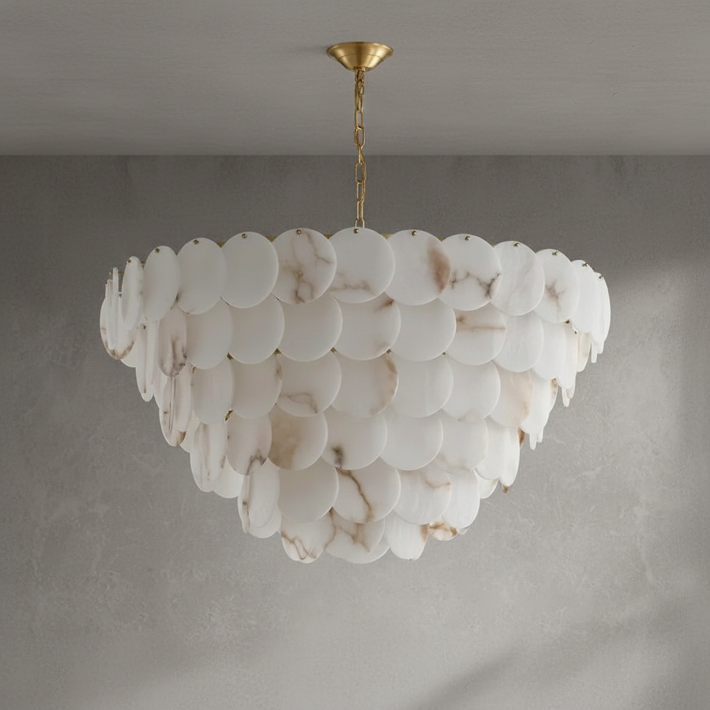 Riviko Alabaster Radiance Round Chandelier - Background Shot